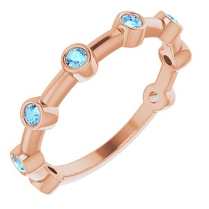14K Rose Aquamarine Bezel-Set Bar Ring - Siddiqui Jewelers