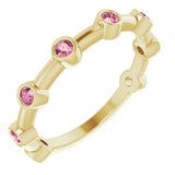 14K Yellow Pink Tourmaline Bezel-Set Bar Ring - Siddiqui Jewelers