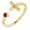 14K Yellow Mozambique Garnet Negative Space Cross Ring - Siddiqui Jewelers