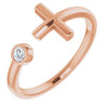 14K Rose .06 CTW Diamond Negative Space Cross Ring - Siddiqui Jewelers