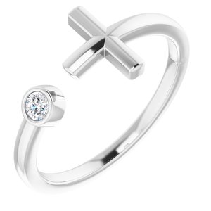 Sterling Silver .06 CTW Diamond Negative Space Cross Ring - Siddiqui Jewelers