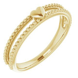 14K Yellow Milgrain Stackable Heart Ring - Siddiqui Jewelers