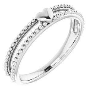 Sterling Silver Milgrain Stackable Heart Ring - Siddiqui Jewelers