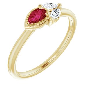 14K Yellow Ruby & 1/8 CTW Diamond Ring - Siddiqui Jewelers