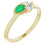 14K Yellow Emerald & 1/8 CTW Diamond Ring - Siddiqui Jewelers