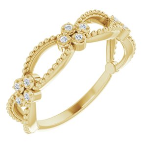 14K Yellow .06 CTW Diamond Stackable Beaded Ring - Siddiqui Jewelers