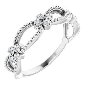 Sterling Silver .06 CTW Diamond Stackable Beaded Ring - Siddiqui Jewelers