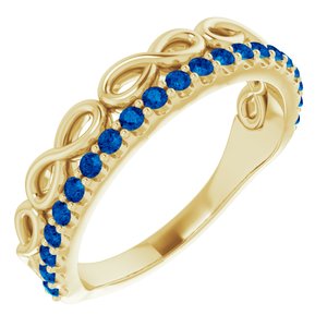 14K Yellow Blue Sapphire Infinity-Inspired Stackable Ring - Siddiqui Jewelers