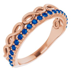 14K Rose Blue Sapphire Infinity-Inspired Stackable Ring - Siddiqui Jewelers