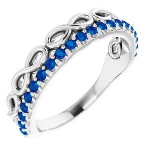 14K White Blue Sapphire Infinity-Inspired Stackable Ring - Siddiqui Jewelers