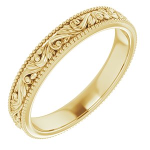 14K Yellow 3.2 mm Scroll Band Size 5 - Siddiqui Jewelers