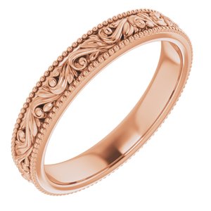14K Rose 3.2 mm Scroll Band Size 4.5 - Siddiqui Jewelers