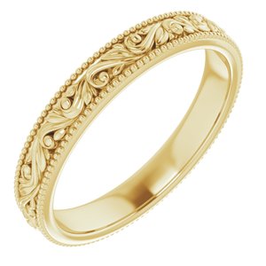 14K Yellow 3.2 mm Scroll Band Size 6 - Siddiqui Jewelers