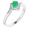 14K White Chatham® Created Emerald & .04 CTW Diamond Ring - Siddiqui Jewelers