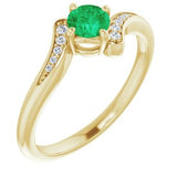 14K Yellow Emerald & .04 CTW Diamond Ring  -Siddiqui Jewelers