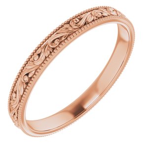 14K Rose 3.2 mm Scroll Band Size 12 - Siddiqui Jewelers