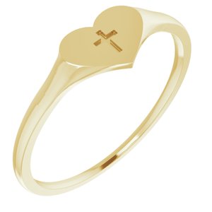14K Yellow Heart & Cross Ring Size 3 - Siddiqui Jewelers