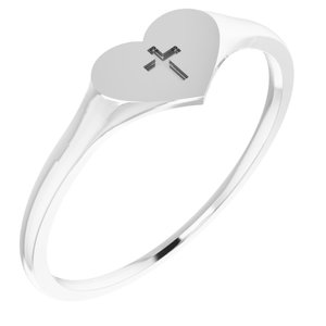 14K White Heart & Cross Ring Size 3 - Siddiqui Jewelers