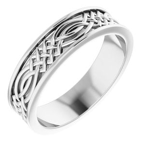 14K White 6 mm Celtic-Inspired Band Size 11 - Siddiqui Jewelers