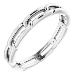 14K White 3 mm Link Band Size 7 - Siddiqui Jewelers