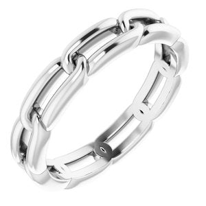 14K White 3 mm Link Band Size 6 - Siddiqui Jewelers