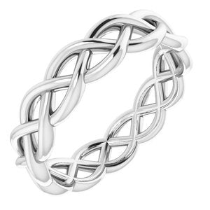 14K White 4.7 mm Woven-Design Band Size 6 - Siddiqui Jewelers