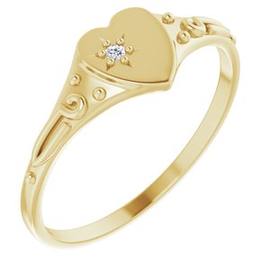 14K Yellow .01 Diamond Heart Ring Size 3 - Siddiqui Jewelers