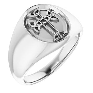 14K White Celtic-Inspired Cross Ring - Siddiqui Jewelers