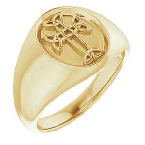 14K Yellow Celtic-Inspired Cross Ring - Siddiqui Jewelers