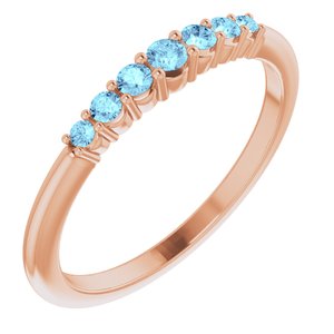 14K Rose Aquamarine Stackable Ring - Siddiqui Jewelers