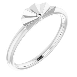 14K White Starburst Stackable Ring - Siddiqui Jewelers