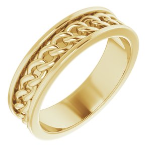 14K Yellow 6 mm Link Design Band Size 10 - Siddiqui Jewelers