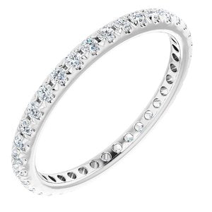 14K White 1/2 CTW French Set Diamond Eternity Band Size 6 - Siddiqui Jewelers