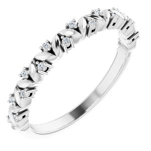 Sterling Silver .07 CTW Diamond Leaf Stackable Ring - Siddiqui Jewelers