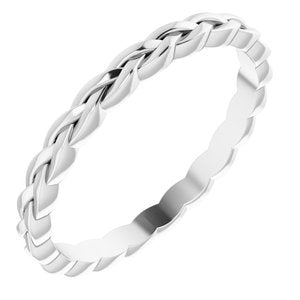 14K White 2 mm Woven Band Size 7 - Siddiqui Jewelers