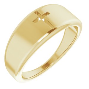 14K Yellow Pierced Cross Ring - Siddiqui Jewelers