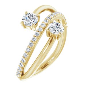 14K Yellow 3/4 CTW Diamond Two-Stone Bypass Ring - Siddiqui Jewelers