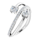 14K White 3/4 CTW Diamond Two-Stone Bypass Ring - Siddiqui Jewelers
