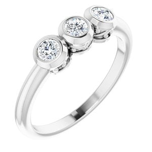 14K White 1/3 CTW Diamond Three-Stone Bezel-Set Ring - Siddiqui Jewelers