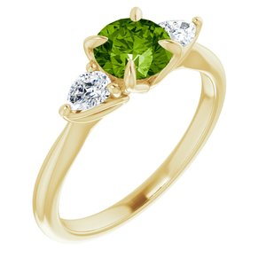 14K Yellow Peridot & 1/4 CTW Diamond Ring  -Siddiqui Jewelers