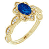 14K Yellow Chatham® Created Blue Sapphire & 1/8 CTW Diamond Ring - Siddiqui Jewelers