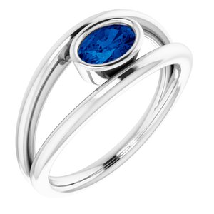14K White Blue Sapphire Ring   -Siddiqui Jewelers