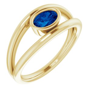 14K Yellow Blue Sapphire Ring - Siddiqui Jewelers