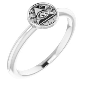 14K White Stackable Eye of Providence Ring - Siddiqui Jewelers