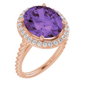 14K Rose Amethyst & 1/4 CTW Diamond Ring  
-Siddiqui Jewelers