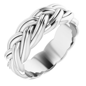14K White 6 mm Woven-Design Band Size 6 - Siddiqui Jewelers