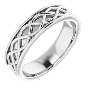 14K White 6 mm Woven-Design Band Size 9.5 - Siddiqui Jewelers