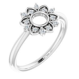14K White 1/10 CTW Diamond Starburst Ring - Siddiqui Jewelers