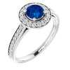 14K White Chatham® Lab-Created Blue Sapphire & 1/3 CTW Diamond Ring - Siddiqui Jewelers