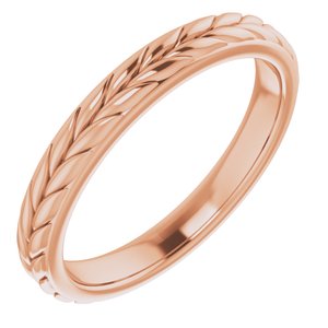 14K Rose 3 mm Leaf Band Size 7 - Siddiqui Jewelers